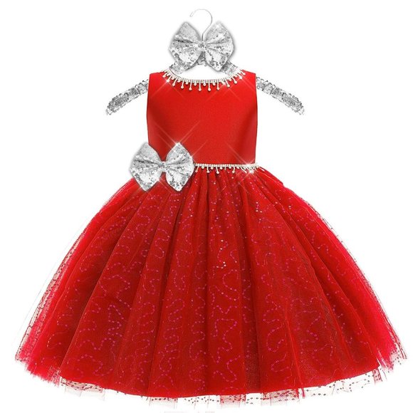 NEW Beautiful Sparkling Bling Rhinestone Sequins Flower Girl Baby Birthd… - Picture 6 of 16